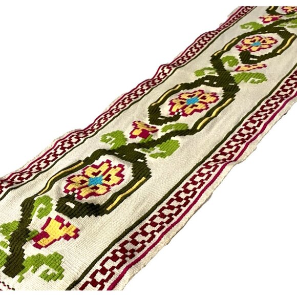 Aztec Table Runner Native American Ethnic Southwestern 68”x 15” Vintage Fringe - Picture 2 of 10